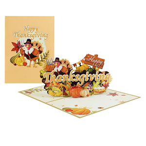 Handmade 3D Pop Up Thanksgiving Card Autumn Harvest Turkey Theme Holiday Greeting Gift Invitation Cards Manufacturer
