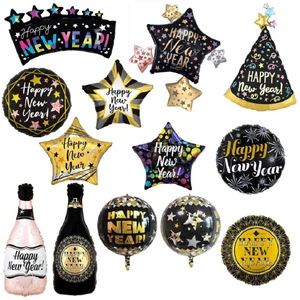 HAPPY NEW YEAR Round Hat Bottle Stars Balloons Shining Scene Atmosphere Decoration