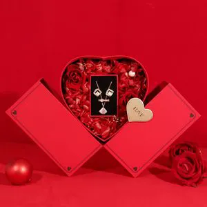 Valentine's Day Heart-shaped Eternal Flower Real Rose Lipstick & Perfume Gift Box From Zhejiang Made in China