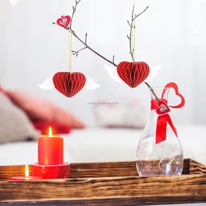 FSC Certified Valentine's Day Paper Honeycomb Heart with Magnets - 3D Recyclable Foldable Saint Valentine's Party Supplies