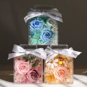 TC Wholesale Preserved Rose Flower Valentine Perfume Bottle Novelty Products Eternal Rose in Acrylic Box Christmas Decoration