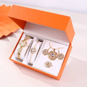 Creative Mother's Day Gift Set Watch Bracelet Necklace Earrings Ring Jewelry Box