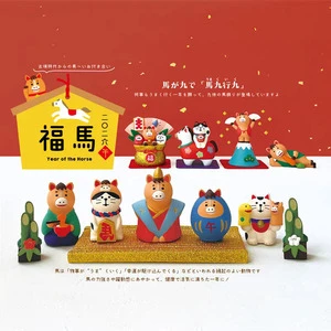 2026 Creative Design Year of the Horse Japanese New Year Music Fairy Folk Art Resin Hand-painted Home Decor Ornament Set