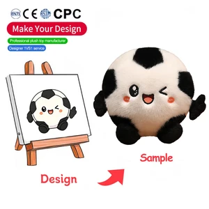 Custom Kawaii Soccer Ball Plush Toy Winking Face Soft Stuffed Football Cute Cartoon Sports Doll Kids Birthday Gift OEM Wholesale