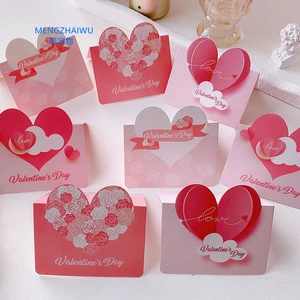 Trending Products for Party Message Cards Sweet pink love Heart Romantic Valentine's Day Flower Mini 3d Greeting Card