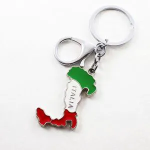 Customized Italy Map Keychain Metal Enamel Flag Design Personalized Tourism Souvenir Gift Bulk Manufacturer Direct