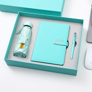 Popular Luxury A6 Business Diary Journal Notebook Pen Gift Set PU Leather Tumbler Water Bottle with Corporate Packaging Box