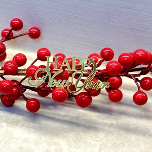 Custom Gold Silver Acrylic Irregular Shape Happy New Year Cake Topper for New Year's Eve Party Decorating Supplies