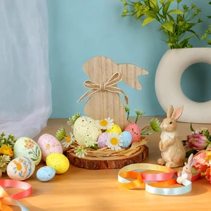 Wholesale 2026 Easter Wooden Craft Decoration Resurrected Rabbit and Resurrected Egg Rustic Desktop Decoration Home Egg Shaped