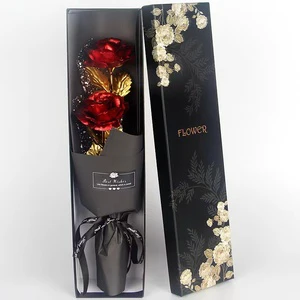 2024 Hot Sale Mother's Day Gift Golden Rose Bouquet with Gift Box Wholesale Birthday Gift Rose Girlfriend Wife Carnation Mother