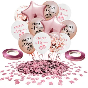 Adult Birthday Party Decorations 16 18 21 30 40 Digital Nice Rose Gold Balloon Sequin Set