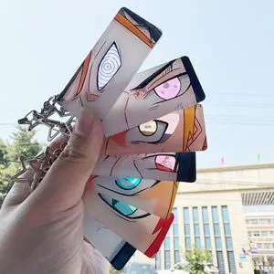 Wholesale Special Effects Reflective Through Card Pendant Key Ring Stocked Anime Characters Light Up Eyes Acrylic Keychain