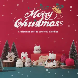 Modern Christmas Decorations Cute Snowmen Reindeer Snowflakes Handmade Soy Wax Aromatherapy Candles