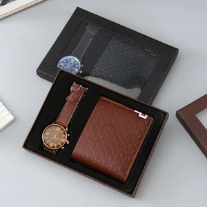 Fathers Day Luxury Gifts Boxed Mens Premium Set Quartz Watch Wallet Sunglasses Leather Belt Fashion Gift Factory Cheap Price