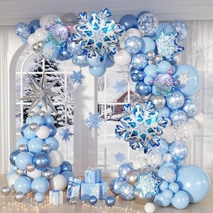 Factory Direct Sale Winter Theme Foil & Latex Balloon Arch Kit with Snowflakes for Christmas & New Year Celebrations