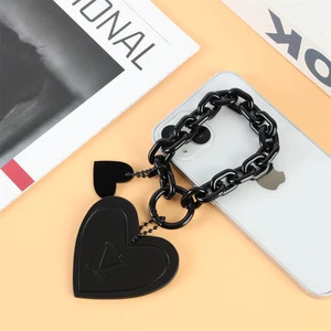 Love Heart Shape Personalized Leather Phone Keychain Custom Logo Leather Key Chain Leather Custom Logo