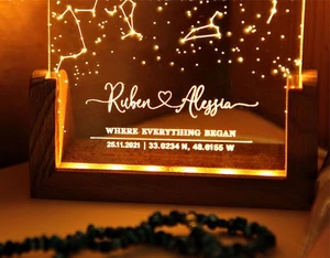 In Stock 5 Inches U-shaped Wooden Base with Acrylic LED Light-Handmade Modern Design Perfect Gift for Valentine's Day & New Year