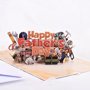Custom 3D Pop-up Fathers Day Greeting Card 350g Paper Handmade Card for Dad Custom Bulk Gift MOQ 50pcs