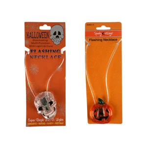 Glowing Plastic Pumpkin Ghost Skull Head Necklace Letterpress Printed Halloween Costume Accessories for Cosplay Parties