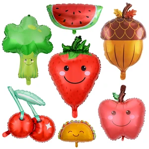 Strawberry Cherry Grape Tomato Carrot Corn Fruit Foil Balloon Print Vegetable and Fruit Balloon Party Decoration