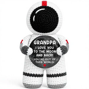 Handmade Crochet Astronaut Theme Father's Day & Birthday Gift for Grandpa-I Love You Present