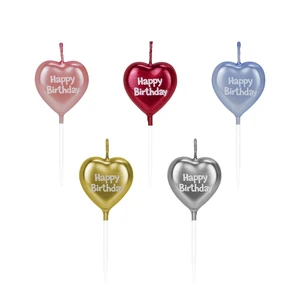 Wholesale Metallic Gold Heart Shaped Birthday Candles 3D 'Happy Birthday' Cake Topper Easter Home Decoration Wedding Valentine's