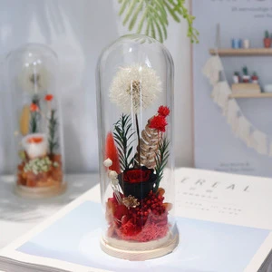 Preserved Dandelion in Glass Dome Eternal Flower Gift Yunnan Factory Valentines Day Mother's Day Teacher's Day Christmas Present