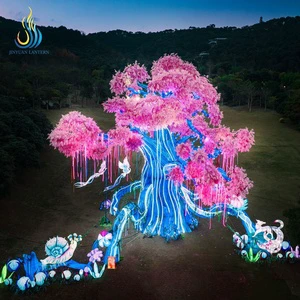 Custom Giant Waterproof LED Illuminated Fantasy Lantern Tree Outdoor Festival Lantern For Outdoor Theme Park