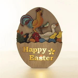 Hot Selling Easter Decor New Style Wood Crafts LED Easter Eggs