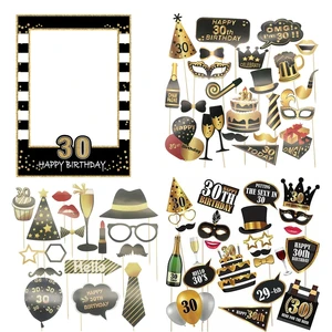 30 40 50 60 TH Year Birthday Photo Booth Props Adult Men Women Birthday Party PhotoBooth Props Frame Anniversary Decor Supplies