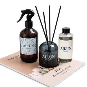 AIKUN Luxury Private Label Reed Diffuser Scented Candle Unique Gift Set For Valentines Day Gift Home Decor