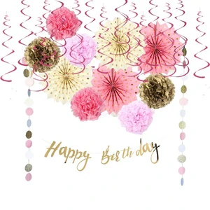 Wholesale Baby Girl Party Decoration Pink Birthday Party Supplies Set