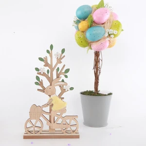 Easter Wooden Bunny Tabletop Ornament Natural Color 15x25.5cm Insun Brand Holiday Decoration Dropshipping Product