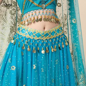 HY980 Festival Carnival Party Costume Bandage Skirt With Rhinestones Samba Belly Dancing Coin Beaded Tassel Hip Scarf