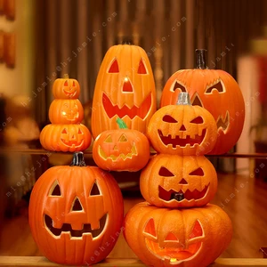 Wholesale Factory Supply Promotional Party Supplies Best Selling Faux Halloween Pumpkins Customized Color Logo HDPE Decor