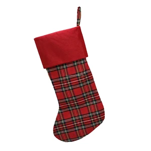 New Products Christmas Stockings Christmas Decorations Fabric Plaid Christmas Stocking