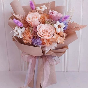 Factory Wholesale Valentines Mothers Day Gifts Champagne Real Forever Everlasting Preserved Roses Box Flower Bouquets