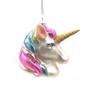 2020 New Product Handmade Christmas Glass unicorn Ornaments