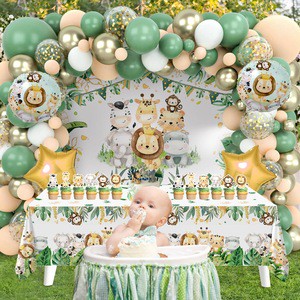 Children's Birthday Party Paper Decorative Background Cloth Tablecloth Balloon Cake Plug-in Set Scene Party Decoration Supplies