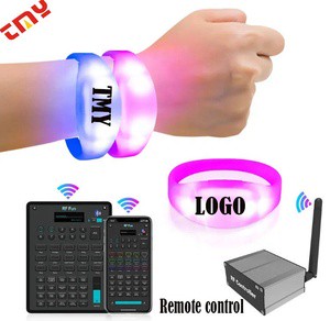 Custom Logo Party Supplies Luminous Silicone Mini Led Wristband Light DMX Remote Control Sound Activated Concert Led Bracelet