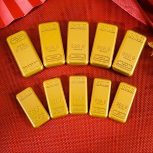 5 Pieces of 1.57-inch Rectangular Gold Metal Strip Decoration - Retro