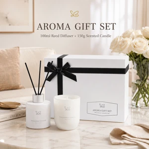 Luxury Reed Diffuser and Scented Candle Gift Set for Home Decor