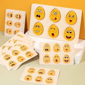 Wooden Egg Expression Matching Tray Recognition Flashcards Toddler Social Feeling Cognition Montessori Toy Brinquedo For Kids