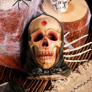 Halloween Skull Hat & Haunted House Decoration Horror Dress Plastic Crafts Waterproof Portable Indoor Use for Teens