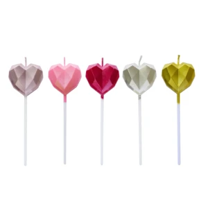 Birthday Cake Candle Diamond Heart Star Baking Decoration Creative 3d Five-pointed Star Cute Children's Party Candle Supplies