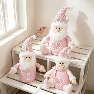Pink Christmas Gift Sacks Fluffy Santa Reindeer Candy Holders Festive Xmas Party Supplies for Stocking Stuffers Factory Cloth