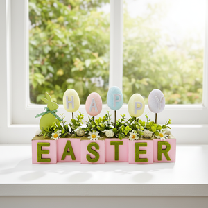 Spring Easter Wooden Decoration with Colorful Eggs Vivid and Lively Easter Decoration
