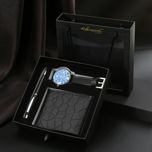 Cool Stuff for Men Business Gift Set for New Year Souvenir Belt Watch with Elegant Gift Box Men Wallet Set for Father's Day