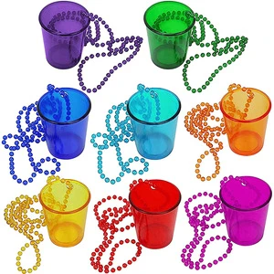 Assorted Colors Durable Plastic 2 oz Shot Glasses on Beaded Necklace Naughty for Birthday Gifts Wedding Carnival Party Supplies