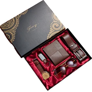 Luxury Men's Gift Set: Business-Style Watch, Sunglasses, Leather Belt & Wallet - Perfect Father's Day Present